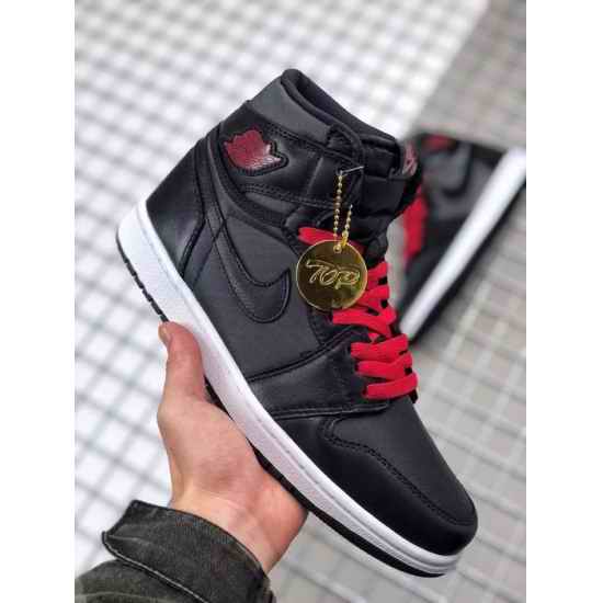 Nike Air Jordan 1 Retro Black and red silk Men Top Shoes